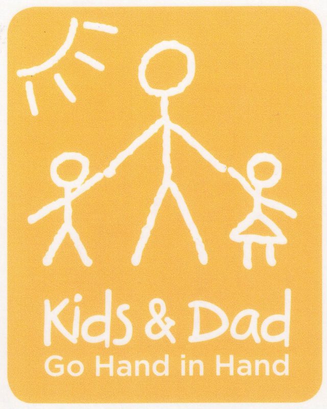 Kids And Dad go Hand in Hand - stick figuring drawing of adult holding two kids' hands