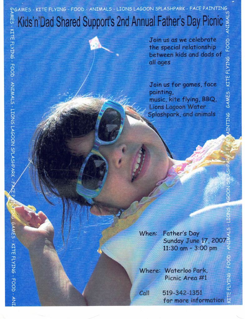 Poster for second annual Kids 'n' Dads father's day picnic