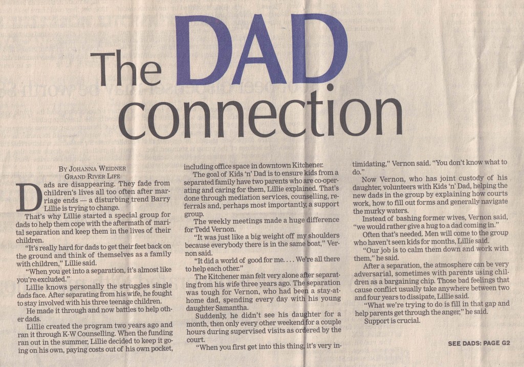 Dad Connection newspaper article excerpt 